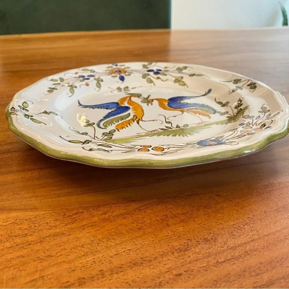 Fait Main French Faience Porcelain Plate with Bird and Flower motif 9in - Picture 4 of 15